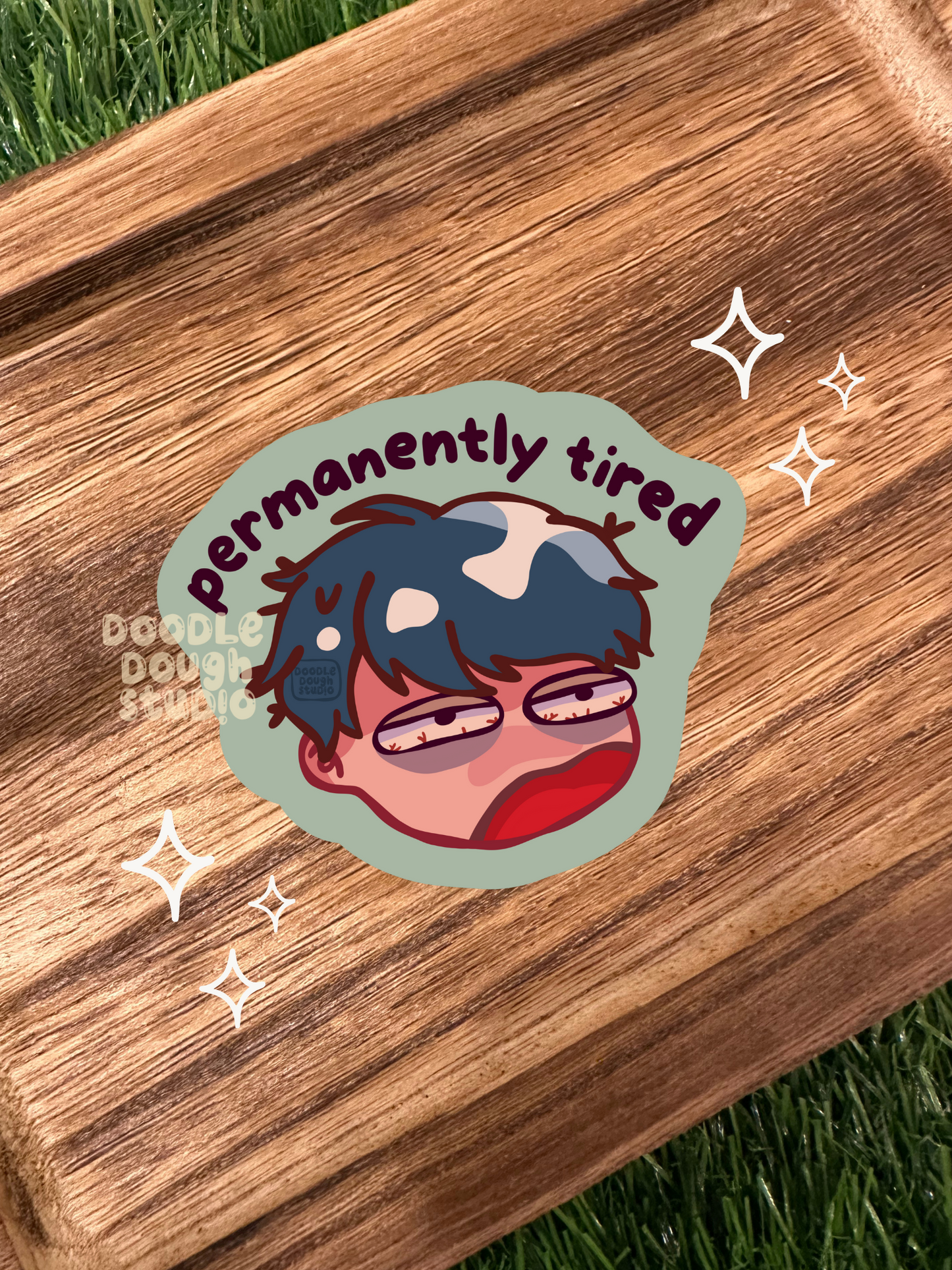 Permanently Tired - Vinyl Sticker (Weatherproof + Dishwasher safe)