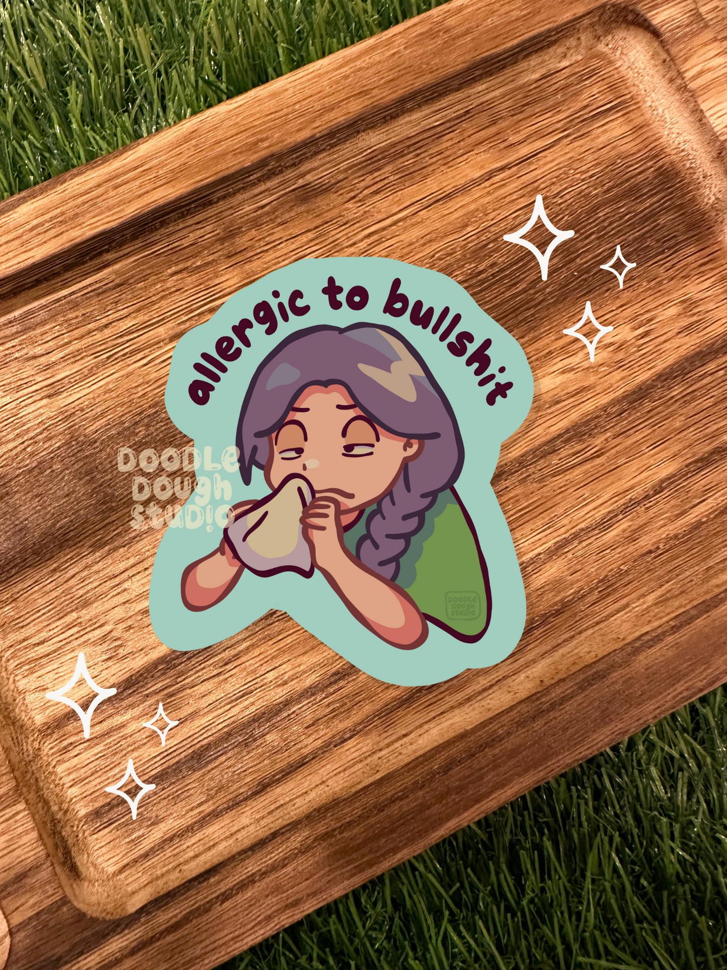Allergic to Bullshit - Vinyl Sticker (Weatherproof + Dishwasher safe)