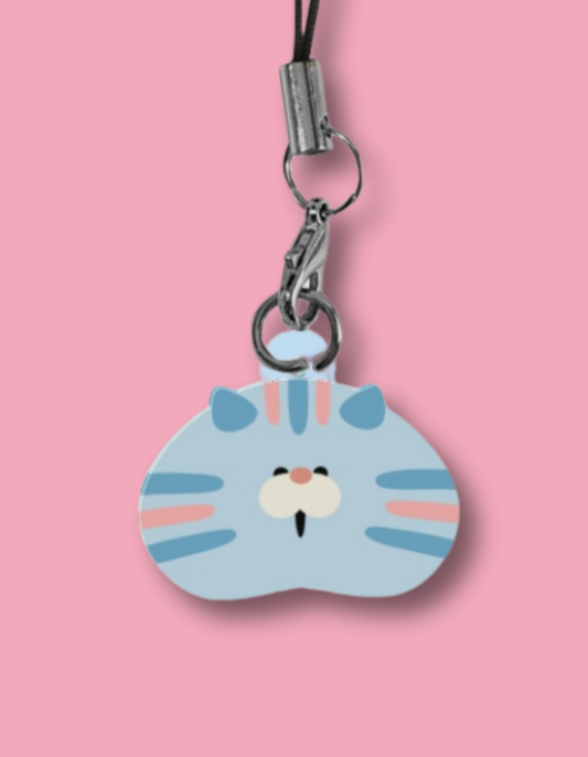 Blue and Pink Cat Phone Charm