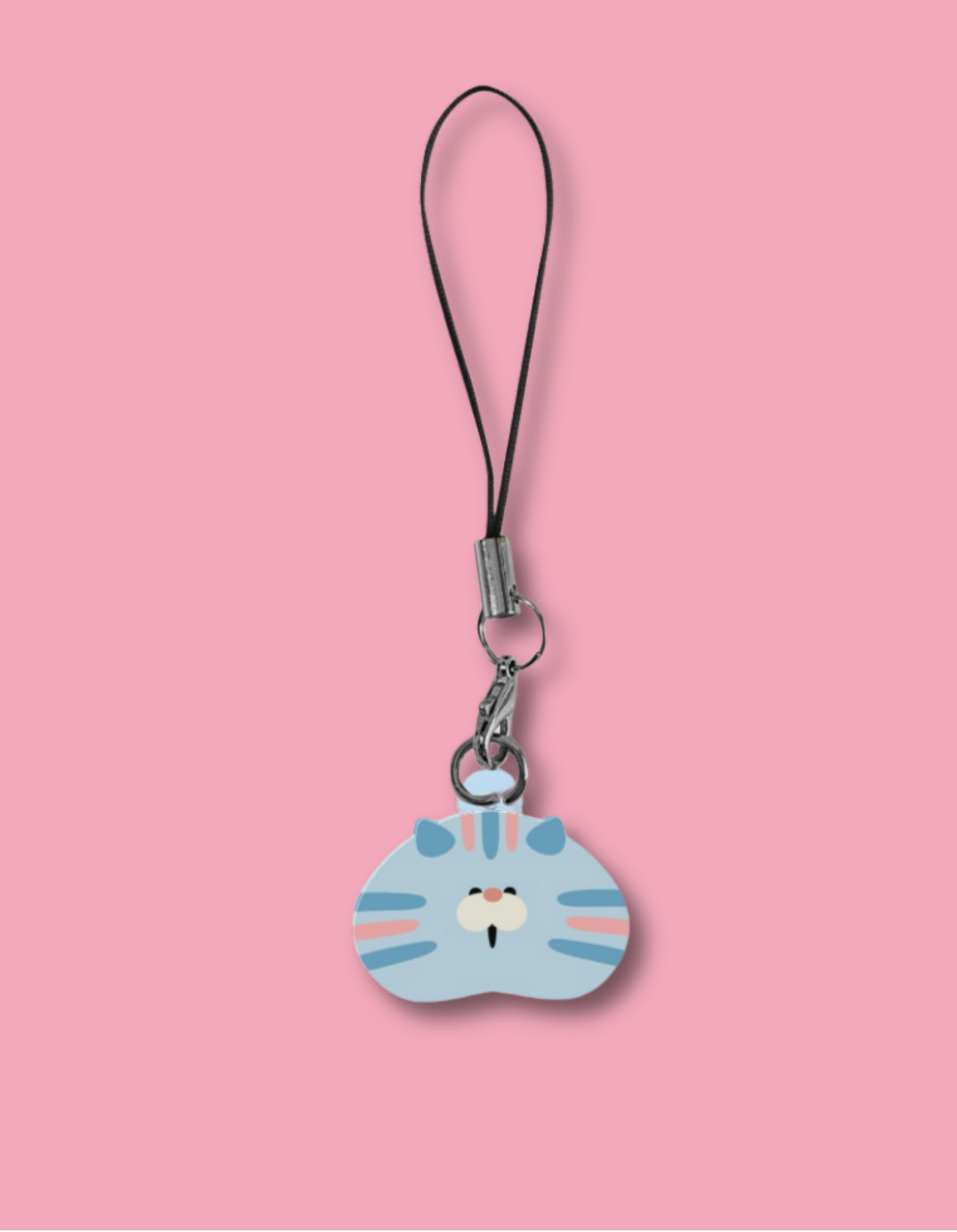 Blue and Pink Cat Phone Charm