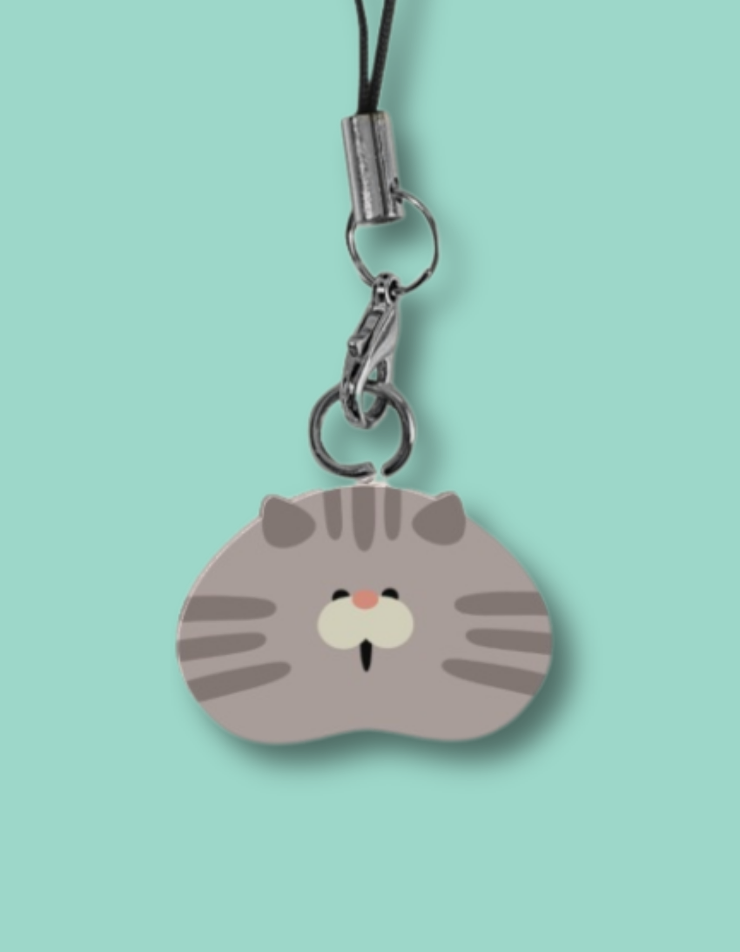 Gray Cat Phone Charm