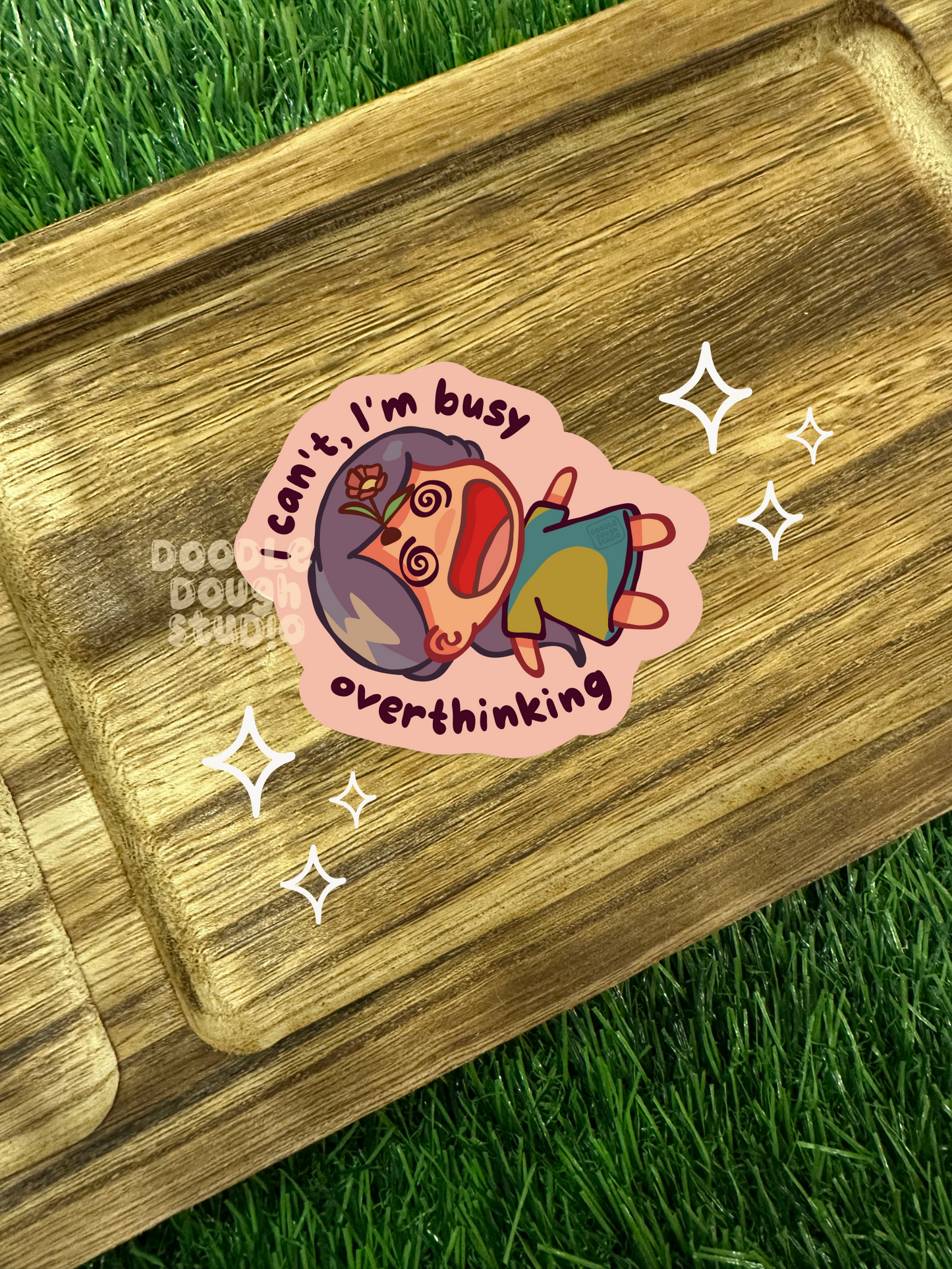 I Can't, I'm Busy Overthinking - Vinyl Sticker (Weatherproof + Dishwasher safe)