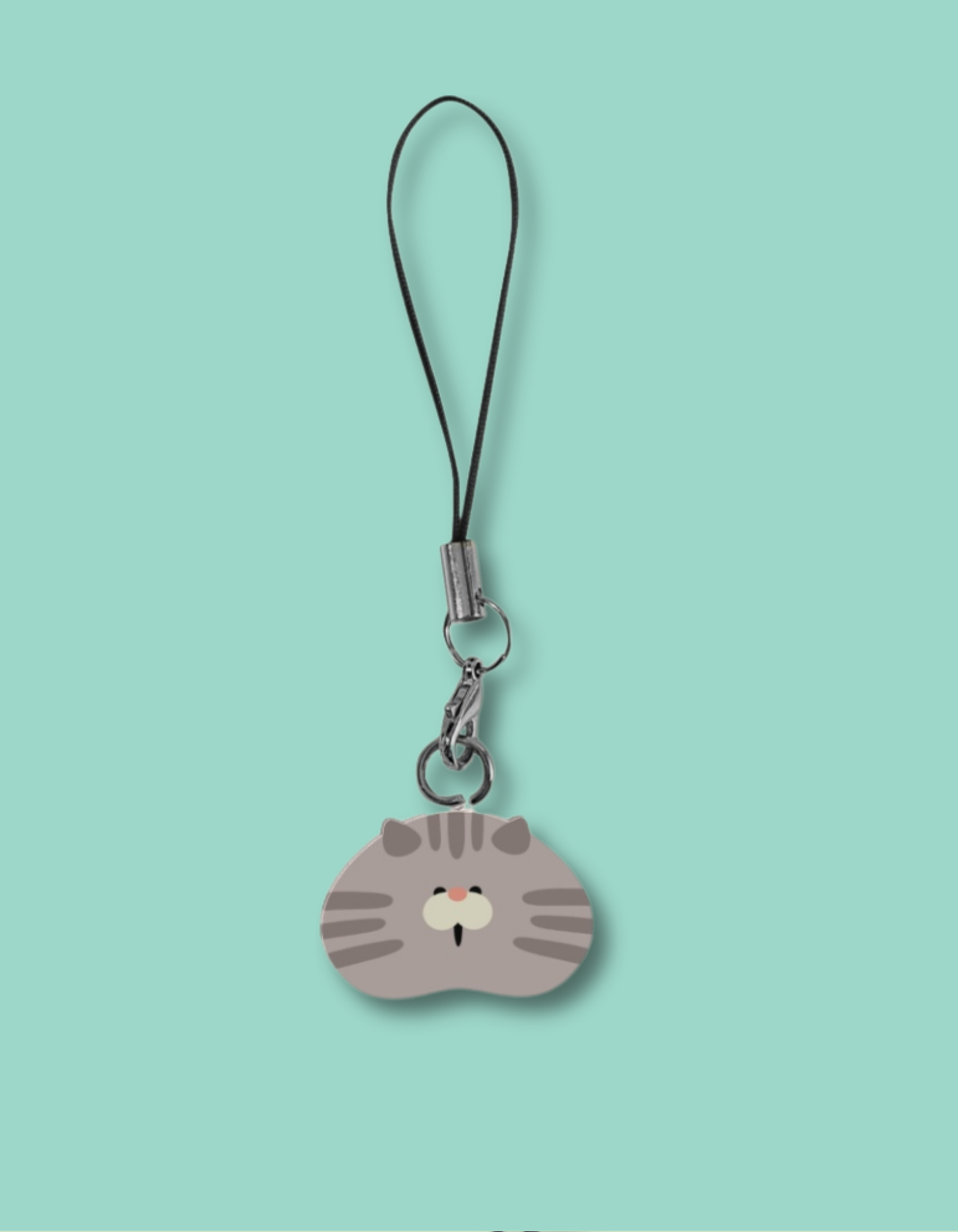 Gray Cat Phone Charm