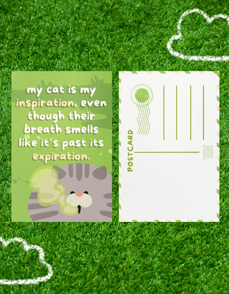 My Cat is My Inspiration Postcard - Gray Cat